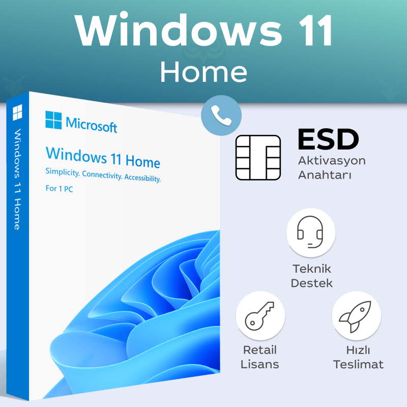 Microsoft Windows 11 Home (Windows 11 Core) Retail dijital lisans anahtarı - Telefon ile Aktivasyon