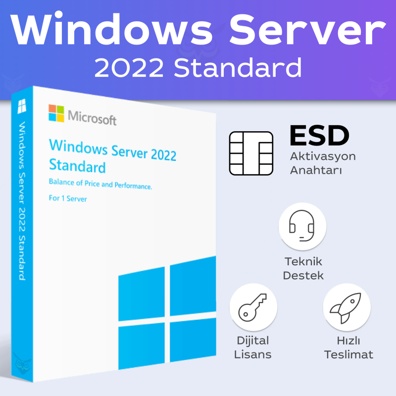 Microsoft Windows Server 2022 Standard dijital lisans anahtarı