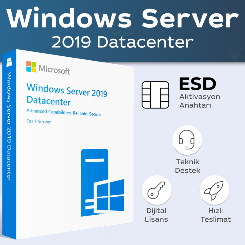 Microsoft Windows Server 2019 Datacenter dijital lisans anahtarı