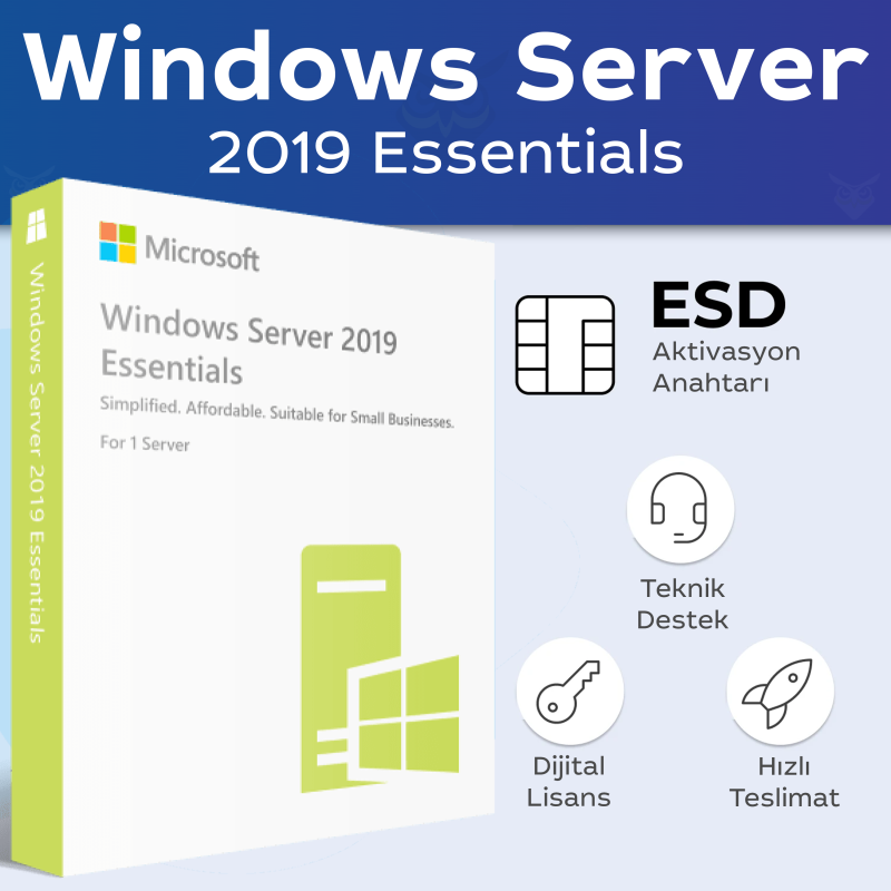 Microsoft Windows Server 2019 Essentials dijital lisans anahtarı