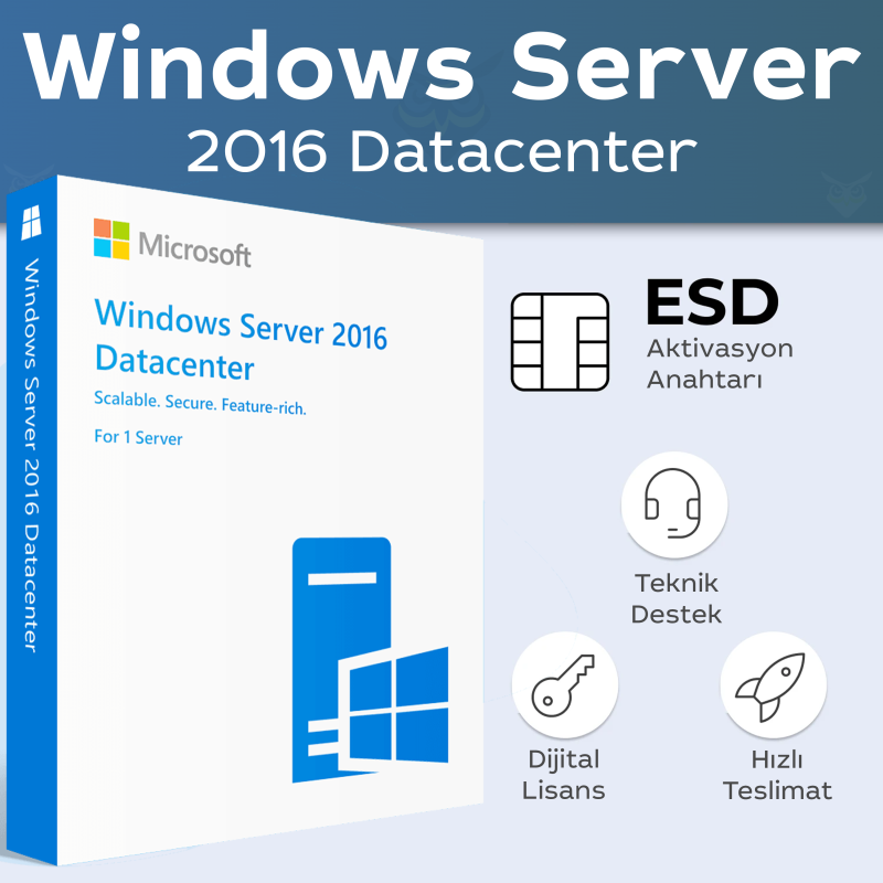 Microsoft Windows Server 2016 Datacenter dijital lisans anahtarı