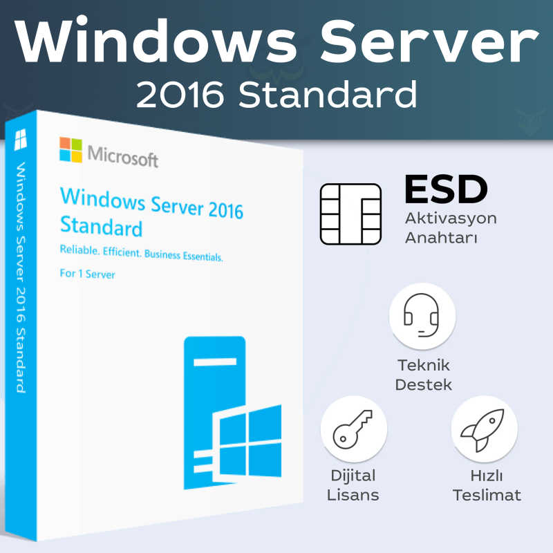 Microsoft Windows Server 2016 Standard dijital lisans anahtarı