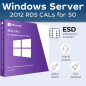 Microsoft Windows Server 2012 RDS CALs 50 Kullanıcı dijital lisans anahtarı