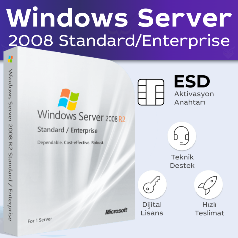 Windows Server 2008 R2 Standard / Enterprise Dijital Lisans key satın al