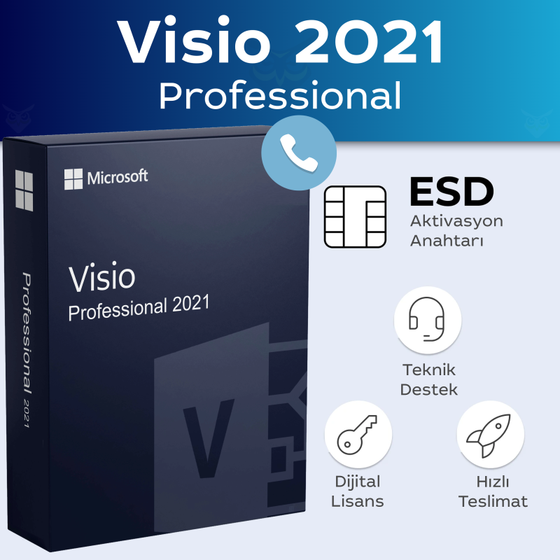 Visio 2021 Professional Telefon ile Aktivasyon Dijital Lisans Anahtarı Satın Al