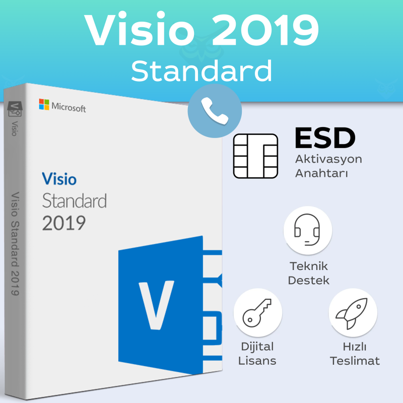 Visio 2019 Standard Telefon ile Aktivasyon Dijital Lisans Anahtarı Satın Al