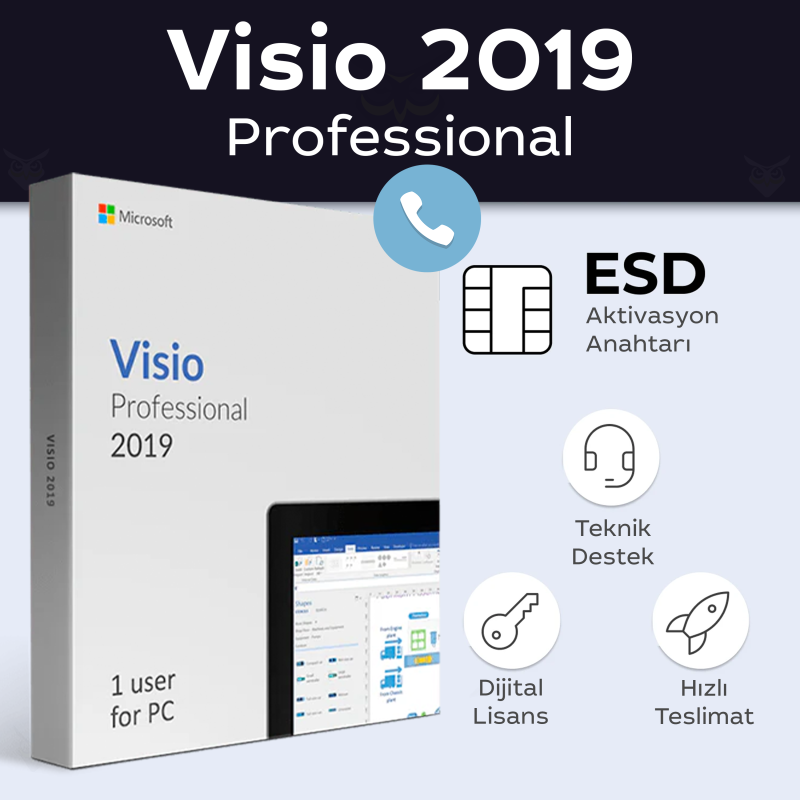 Visio 2019 Professional Telefon ile Aktivasyon Dijital Lisans Anahtarı Satın Al