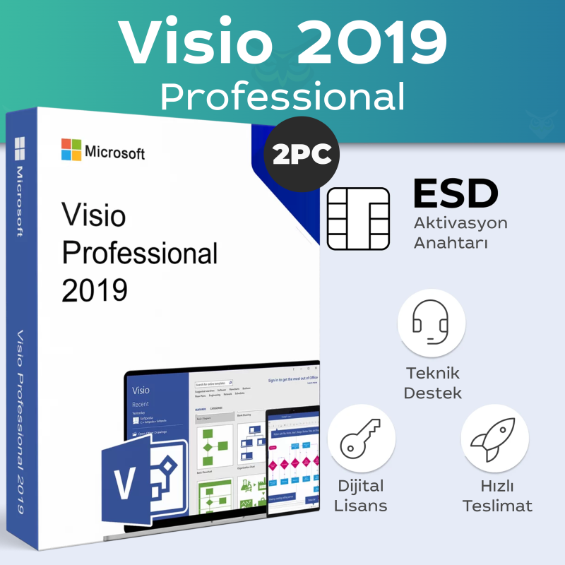 Visio 2019 Professional 2 PC Dijital Lisans Anahtarı Satın Al