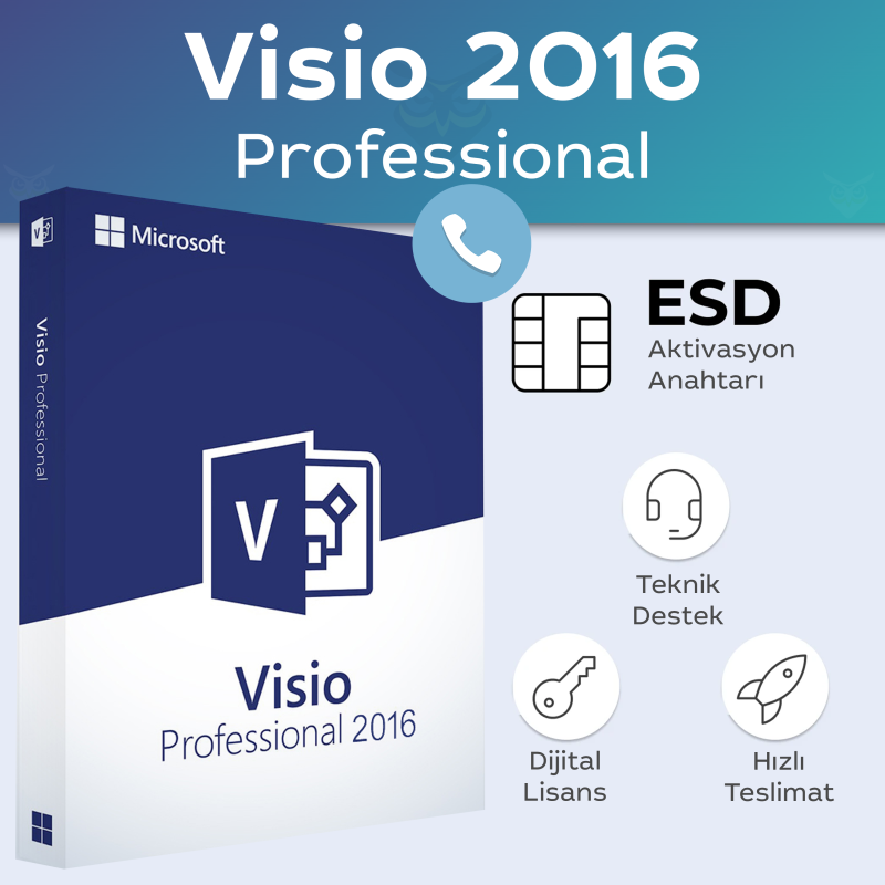 Visio 2016 Professional Telefon ile Aktivasyon Dijital Lisans Anahtarı Satın Al