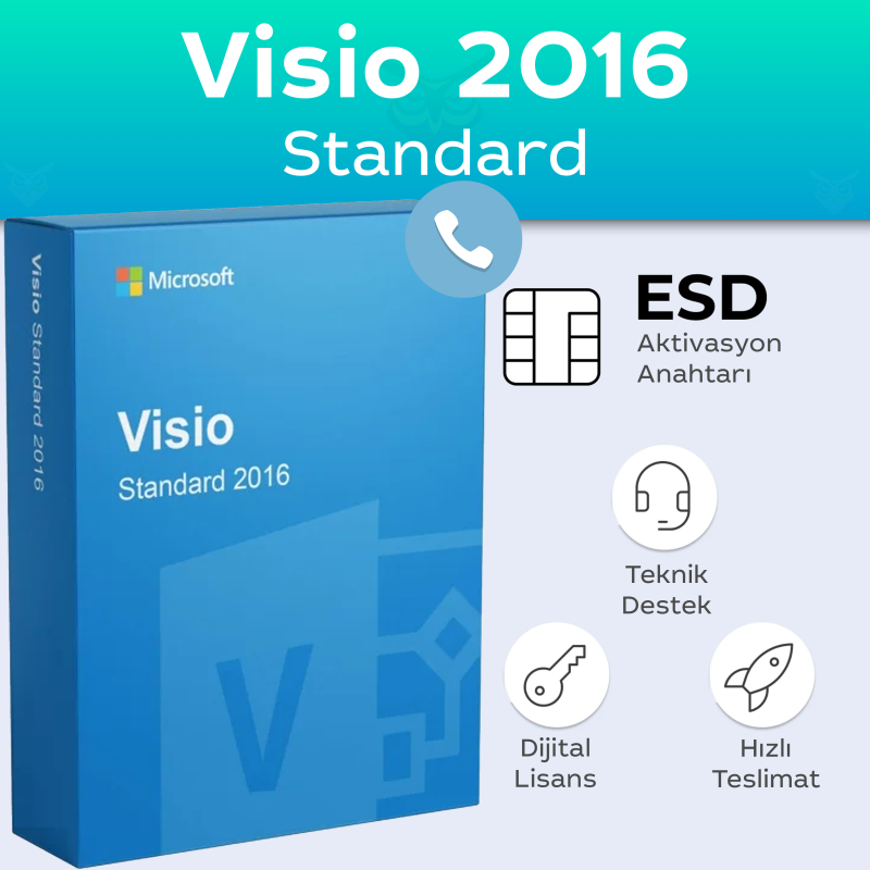 Visio 2016  Standard Telefon ile Aktivasyon Dijital Lisans Anahtarı Satın Al