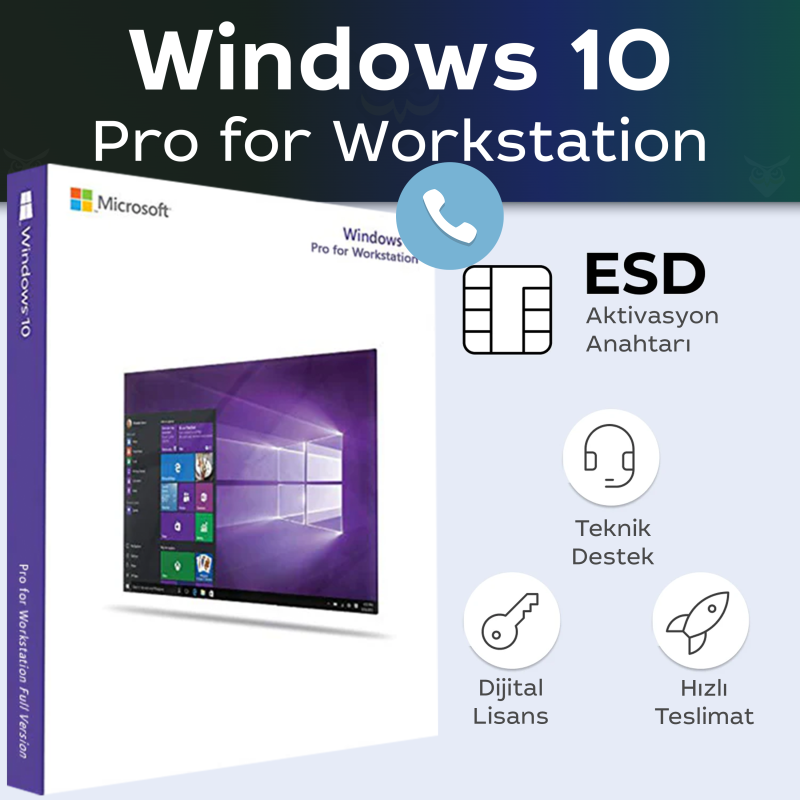 Microsoft Windows 10 Pro for Workstation Telefon ile Aktivasyon dijital lisans anahtarı